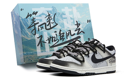 Nike Dunk Anti-Slip Wear-Resistant Low-Top Skateboard Shoes Unisex Black Gray