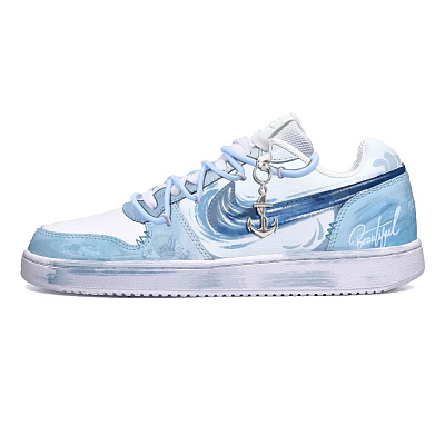 Nike EBERNON Lively Island, Ocean Slip Resistant Low Top Skateboard Shoes Unisex Blue White