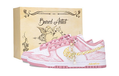 Nike Dunk Aphrodite's Kiss Anti Slip Wear Resistant Low Top Skateboard Shoes Unisex Pink Gold