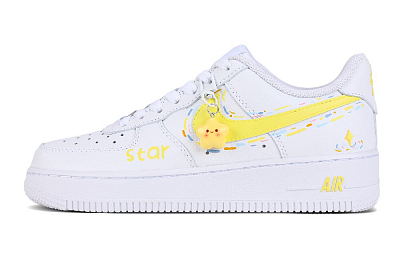 Nike Air Force 1 Abrasion Resistant Low Top Skateboard Shoes Unisex Yellow White