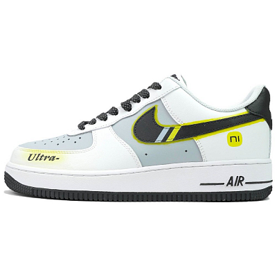 Nike Air Force 1 Low Top Skateboard Shoes Unisex Black White Gray