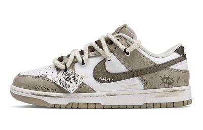 Nike Dunk Wild Trail Anti Slip Wear Resistant Low Top Skateboard Shoes Unisex White Brown
