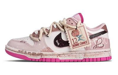 Nike Dunk Heartbeat Echo Anti Slip Wear Resistant Low Top Skateboard Shoes Women's Pink White