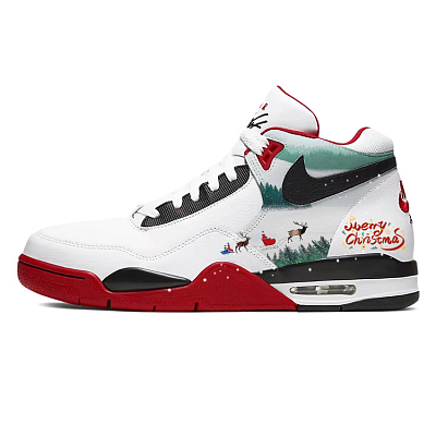 Nike Flight Legacy Cushioning Anti-Slip And Wear-Resistant Mid-Top Vintage Basketball Shoes Unisex Red White