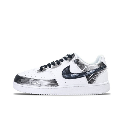 Nike Court Vision 1 Ink Shadow Gray Tone Abrasion Resistant Low Top Skateboard Shoes Men's Black White