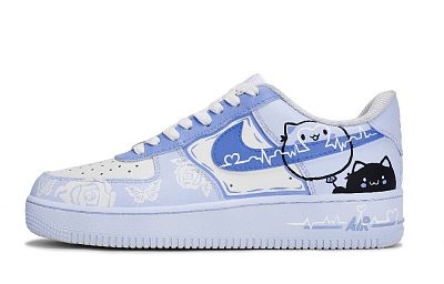 Nike Air Force 1 Abrasion-Resistant Low-Top Skateboard Shoes Unisex Blue White Black