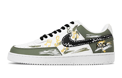 Nike Court Vision 1 Echoing Melody Abrasion Resistant Low Top Skateboard Shoes Men's Yellow Green