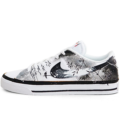 Nike Court Legacy Low Top Skateboard Shoes Men's Black White