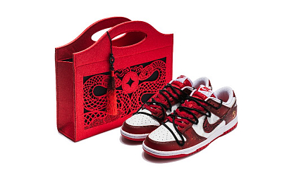 Nike Dunk Anti-Slip Wear-Resistant Low-Top Skateboard Shoes Men's Red White