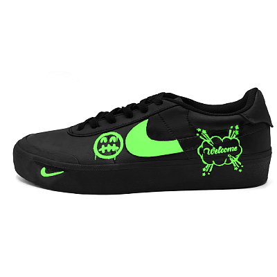 Nike Court Shot Non slip Lightweight Low Top Skateboard Shoes Unisex Black Green