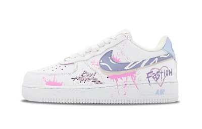 Nike Air Force 1 Color Rhythm Abrasion Resistant Low Top Skateboard Shoes Unisex White
