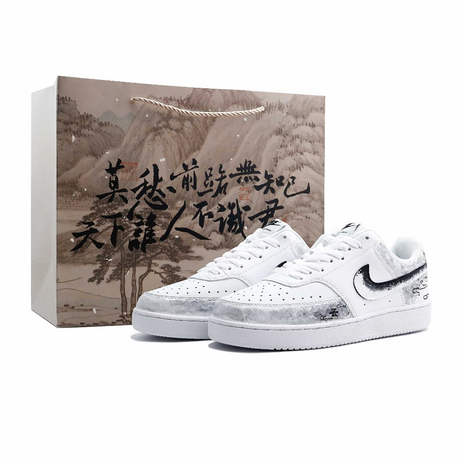 Nike Court Vision 1 Ink Shadow Graffiti Wear resistant And Lightweight Low Top Skateboard Shoes Men's Black White Gray купить в интернет-магазине Yoocart с быстрой доставкой по России.