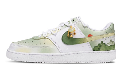 Nike Court Vision 1 Low Top Skateboard Shoes Unisex Yellow Green