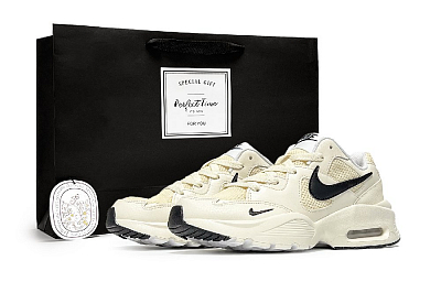 Nike Air Max Fusion Abrasion Resistant Low Top Running Shoes Women's Beige Black