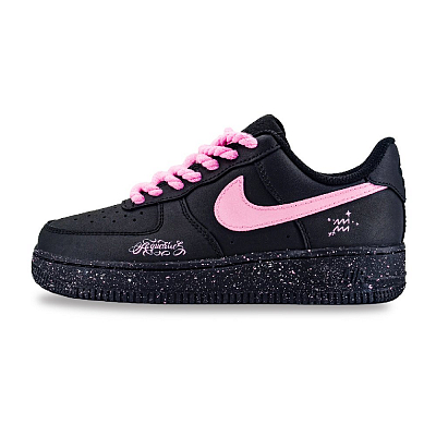 Nike Air Force 1 Anti-Slip Wear-Resistant Low-Top Skateboard Shoes Women's Black Pink