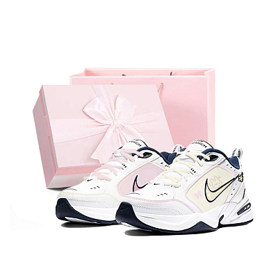 Nike Air Monarch 4 Slip Resistant And Abrasion Resistant Coverage Low Top Chunky Sneakers Unisex Yellow Pink