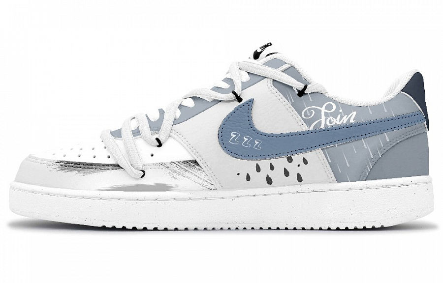 Nike Court Vision 1 Anti-Slip Wear-Resistant Low-Top Skateboard Shoes Men's Blue Gray White купить в интернет-магазине Yoocart с быстрой доставкой по России.