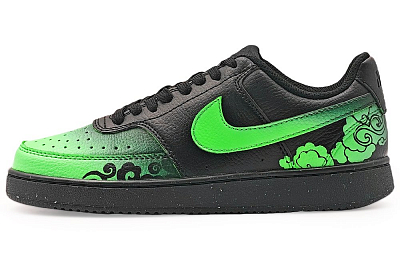 Nike Court Vision Abrasion Resistant Low Top Skateboard Shoes Unisex Black Green