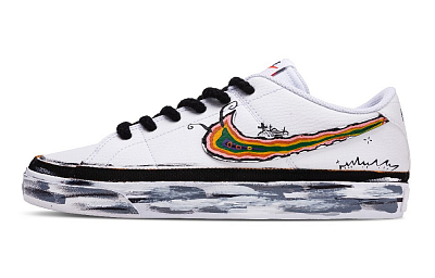 Nike Court Legacy Caterpillar Abrasion Resistant Low Top Skateboard Shoes Men's White Black