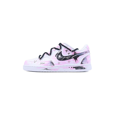Nike Court Vision 1 Novel Singularity Pink Ink Stars Anti Slip Wear Resistant Low Top Skateboard Shoes Unisex Pink