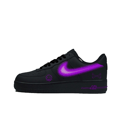 Nike Air Force 1 Abrasion-Resistant Low-Top Skateboard Shoes Unisex Black Purple