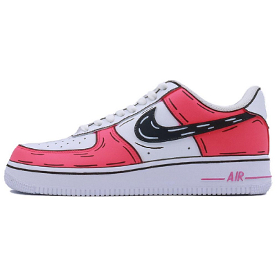 Nike Air Force 1 Iridescent Graffiti Anti-Slip Wear-Resistant Low-Top Skateboard Shoes Unisex Fuchsia