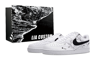 Nike Court Vision 1 Wear-Resistant Low-Top Skateboard Shoes Men's White Black