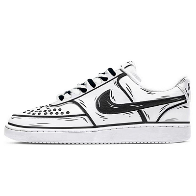 Nike Court Vision 1 Anti-Slip Wear-Resistant Low-Top Skateboard Shoes Men's Black White