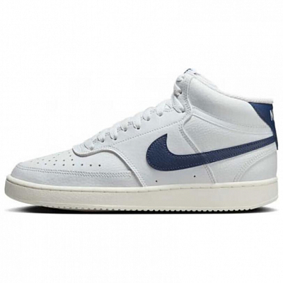 Nike Court Vision Anti Slip Wear Resistant Mid Top Skateboard Shoes Women's White Blue