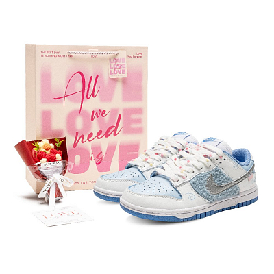 Nike Dunk Xingji Raging Echoes Anti Slip Wear Resistant Low Top Skateboard Shoes Unisex Light Blue