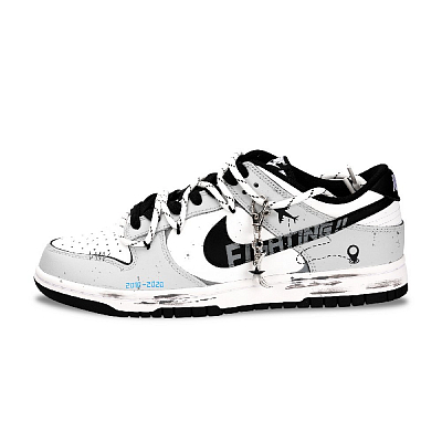Nike Dunk Durable Breathable Low-Top Skateboard Shoes Unisex Black White Gray