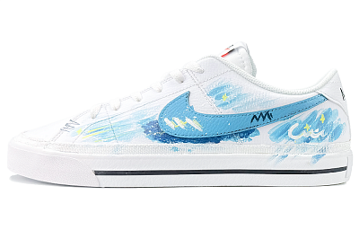 Nike Court Legacy Abrasion Resistant Low Top Skateboard Shoes Men's Blue White