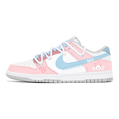 Nike Dunk Slip-Resistant Low-Top Skateboard Shoes Women's Pink White Blue