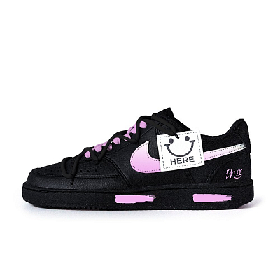Nike Court Vision Anti Slip Wear Resistant Low Top Skateboard Shoes Unisex Black Pink