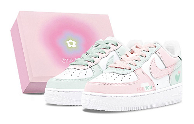 Nike Air Force 1 Air Force 1 Abrasion Resistant Low Top Skateboard Shoes Women's Pink Green
