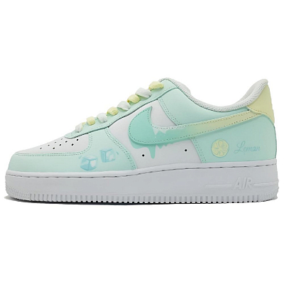 Nike Air Force 1 Abrasion Resistant Low Top Skateboard Shoes Unisex Light Cyan