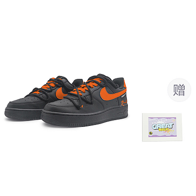 Nike Air Force 1 Abrasion Resistant Low Top Skateboard Shoes Unisex Black Orange
