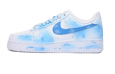 Nike Air Force 1 Anti-Slip Wear-Resistant Low-Top Skateboard Shoes Unisex White Blue