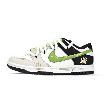 Nike Dunk Anti Slip Wear Resistant Low Top Skateboard Shoes Unisex Black White Green