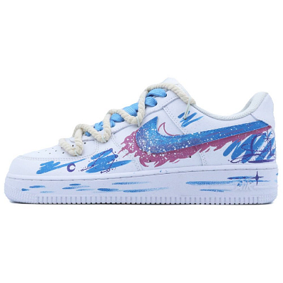 Nike Air Force 1 Anti-Slip Wear-Resistant Low-Top Skateboard Shoes Unisex Blue Pink