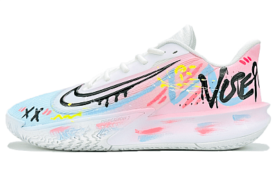 Nike Precision 7 Anti Slip Wear Resistant Low Top Basketball Shoes Men's Blue Pink