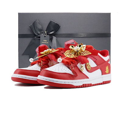 Nike Dunk Low Top Skateboard Shoes Unisex Red White