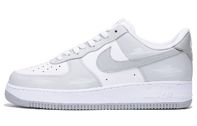 Nike Air Force 1 Anti-Slip Wear-Resistant Low-Top Skateboard Shoes Men's Gray White
