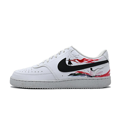 Nike Court Vision 1 Anti-Slip Wear-Resistant Low-Top Skateboard Shoes Men's White Black