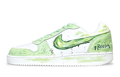 Nike EBERNON Low Card, Green Field Letter Anti Slip Wear Resistant Low Top Skateboard Shoes Men's Green