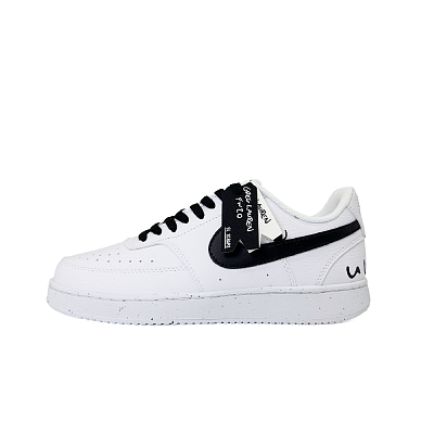 Nike Court Vision 1 Climbing Cat Anti Slip Wear Resistant Low Top Skateboard Shoes Men's Black White