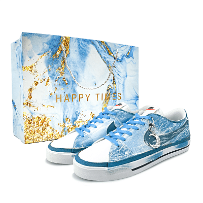 Nike Court Legacy Coverage Abrasion Resistant Low Top Skateboard Shoes Men's Sky Blue