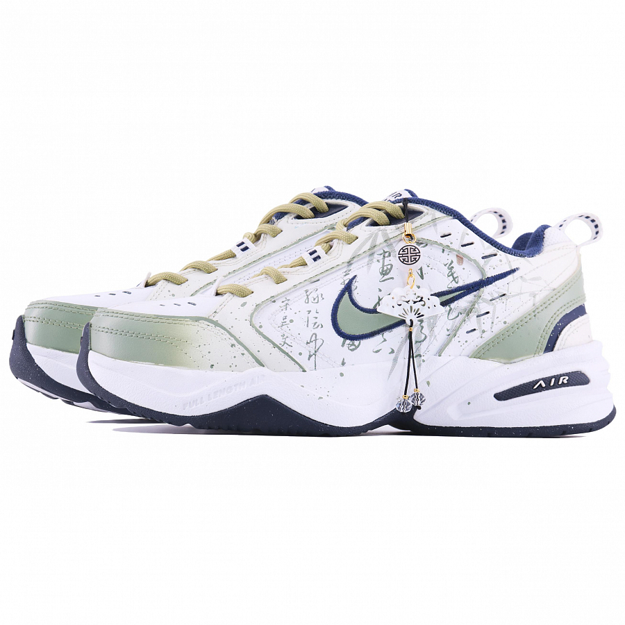 Nike Air Monarch 4 White Navy Bamboo Shadow Scroll SDS Abrasion Resistant Low Top Chunky Sneakers Unisex White Green купить в интернет-магазине Yoocart с быстрой доставкой по России.