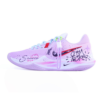 Nike Precision 6 Minced Purple Taro Powder Cushioning, Wear Resistant Low Top Basketball Shoes Men's White Pink Purple