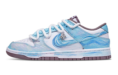 Nike Dunk Abrasion Resistant Low Top Skateboard Shoes Unisex White Blue
